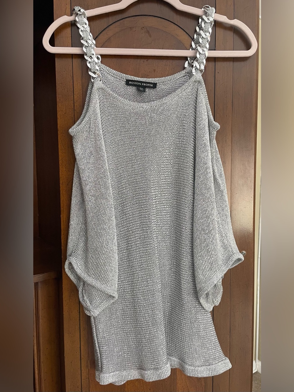 Boston Proper Metallic Knit Top L/XL
